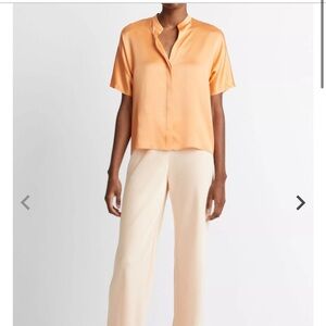 Vince Silk Short Sleeve Top in Yellow